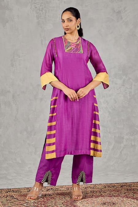 Shivani Bhargava Block Print & Hand Embroidered Kurta 