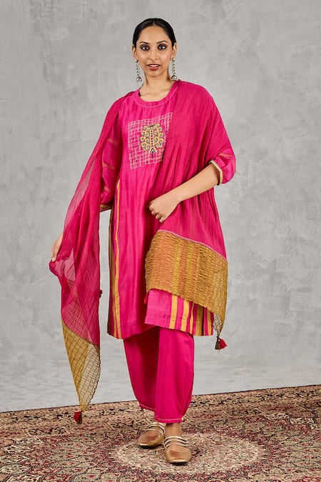 Shivani Bhargava Block Print & Hand Embroidered Kurta Set 