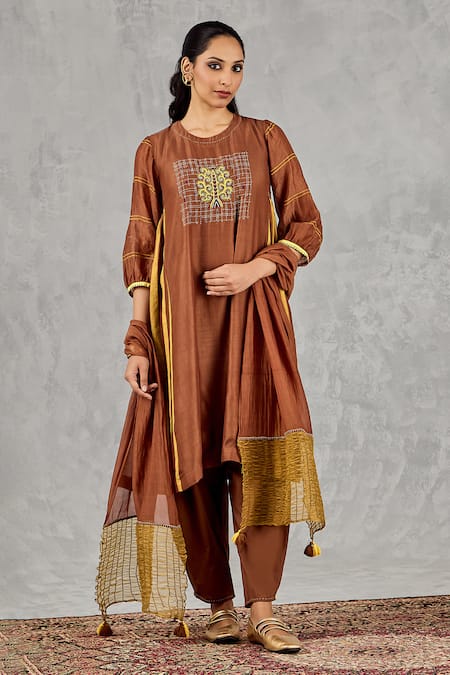 Shivani Bhargava Block Print & Hand Embroidered Kurta Set 