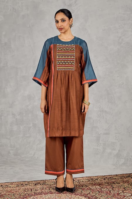 Shivani Bhargava Block Print & Hand Embroidered Kurta 