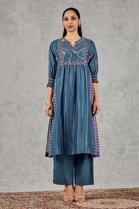 Shivani Bhargava Block Print & Hand Embroidered Kurta 