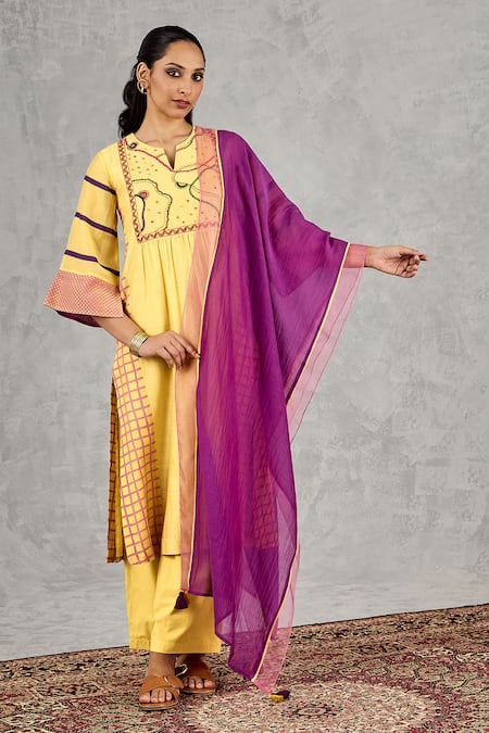 Shivani Bhargava Block Print & Hand Embroidered Kurta Set 