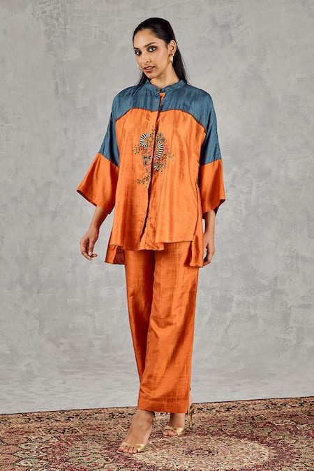 Shivani Bhargava Colorblock Hand Embroidered Tunic & Pant Set 