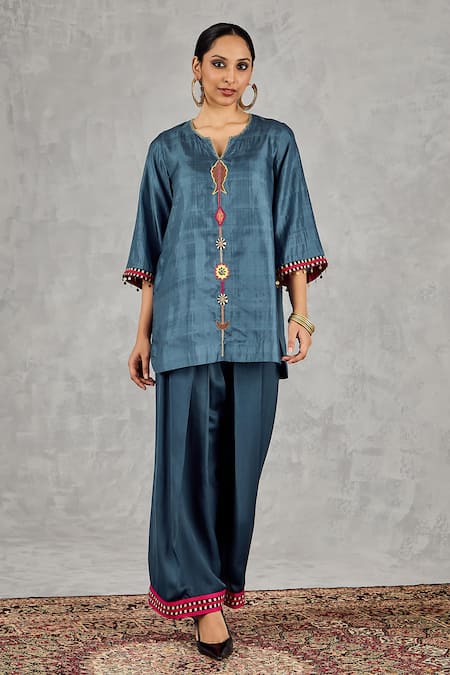 Shivani Bhargava Chanderi Hand Embroidered Kurta & Pant Set 