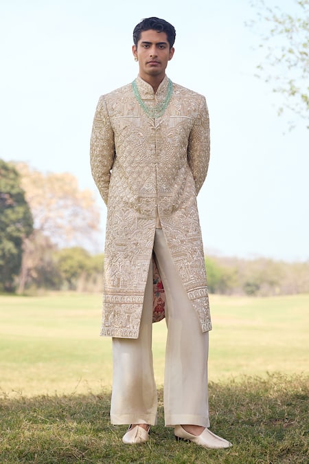Mukti And Kavith Casa The Pastel Vault Embroidered Sherwani Set