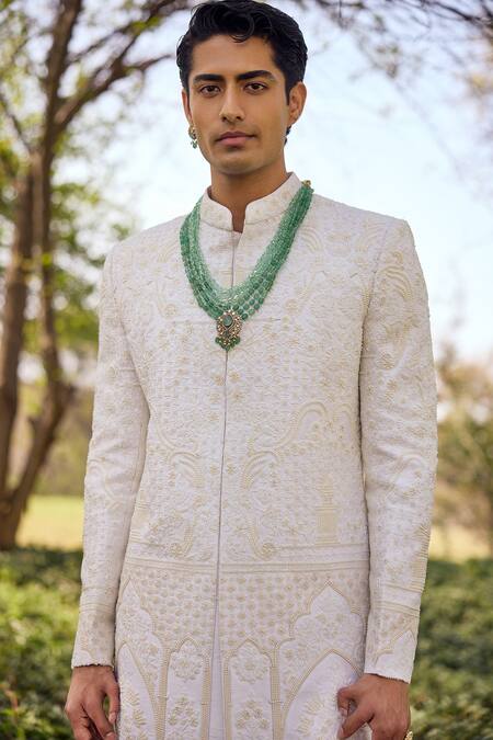 Buy Mukti And Kavith Casa Ivory Silk Embroidery, Beads, Metallic Thread The Heirloom Sherwani Set Online at Aza Fashions Buy_Mukti And Kavith Casa_Ivory Silk Embroidery, Beads, Metallic Thread The Heirloom Sherwani Set _Online_at_Aza_Fashions