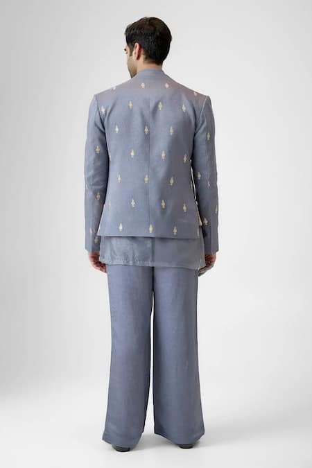 Mukti And Kavith Casa Sterling Maze Embroidered Bandhgala Set 