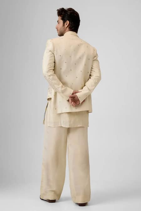 Mukti And Kavith Casa Ascent Jacquard Embroidered Bandhgala Set 