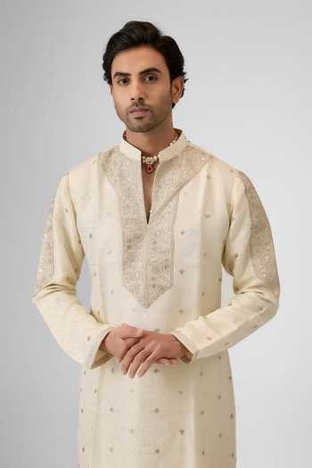 Buy MUKTI AND KAVITH CASA Cream Jacquard Embroidery, Metallic Thread Kurta And Palazzo Set Online at Aza Fashions Buy_MUKTI AND KAVITH CASA_Cream Jacquard Embroidery, Metallic Thread Kurta And Palazzo Set _Online_at_Aza_Fashions