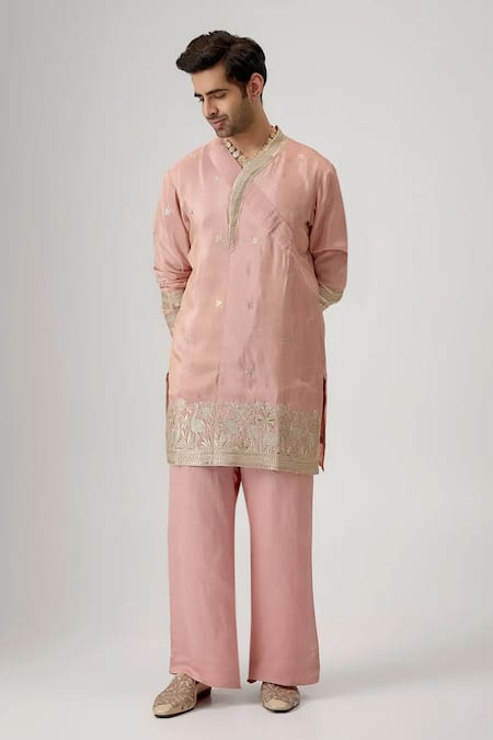 Mukti And Kavith Casa Rose Quartz Embroidered Kurta Set 