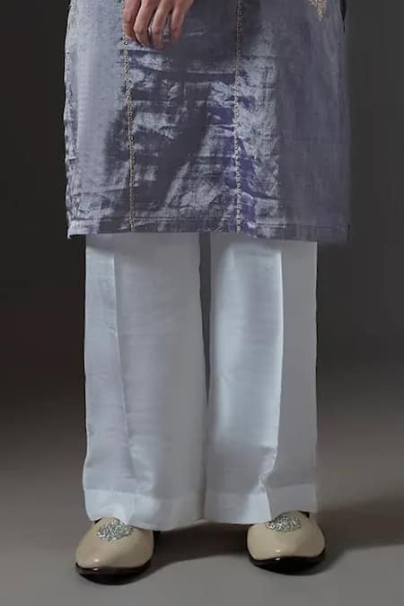 Buy_Mukti And Kavith Casa_Purple Chanderi Embroidery, Mirrors Orchid Kurta And Palazzo Set _Online_at_Aza_Fashions