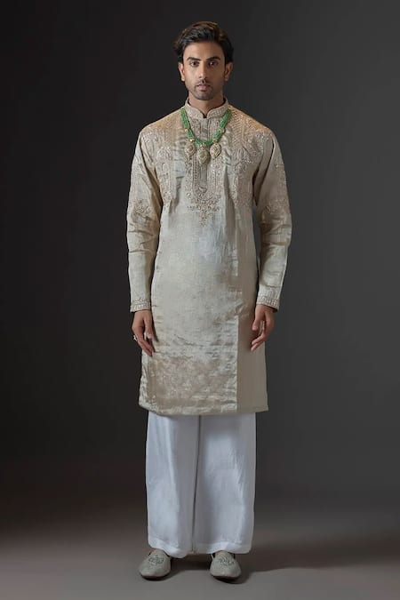 Mukti And Kavith Casa Antique Chanderi Embroidered Kurta & Palazzo Set 
