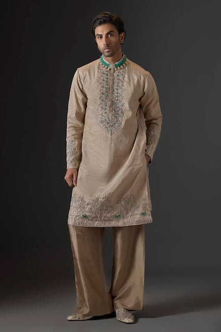 Mukti And Kavith Casa Chanderi Embroidered Kurta & Palazzo Set 