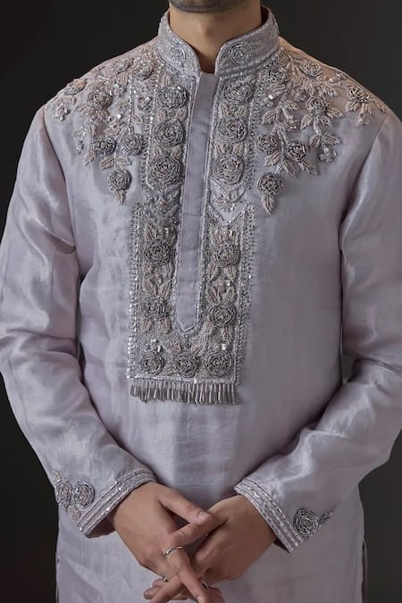 Shop Mukti And Kavith Casa Pink Tissue Embroidery, Sequins Kurta And Palazzo Set Online at Aza Fashions Shop_Mukti And Kavith Casa_Pink Tissue Embroidery, Sequins Kurta And Palazzo Set _Online_at_Aza_Fashions