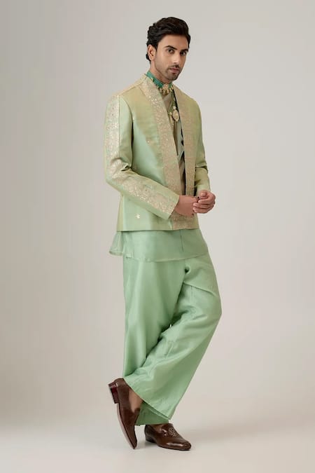 Mukti And Kavith Casa The Verdant Bloom Embroidered Bandhgala Set 