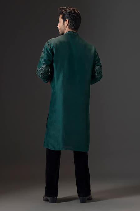 Mukti And Kavith Casa Embroidered Kora Silk Kurta & Palazzo Set 