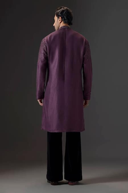 Mukti And Kavith Casa Plum Dusk Embroidered Kurta Set 