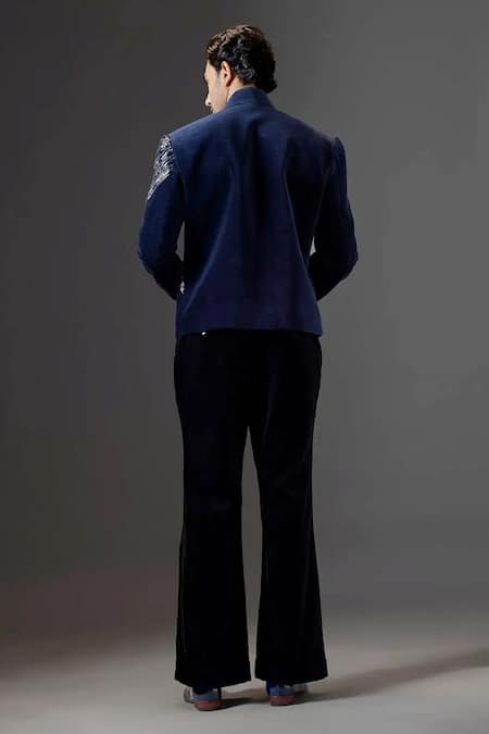 Mukti And Kavith Casa Midnight Abstract Embellished Bandgala Set 