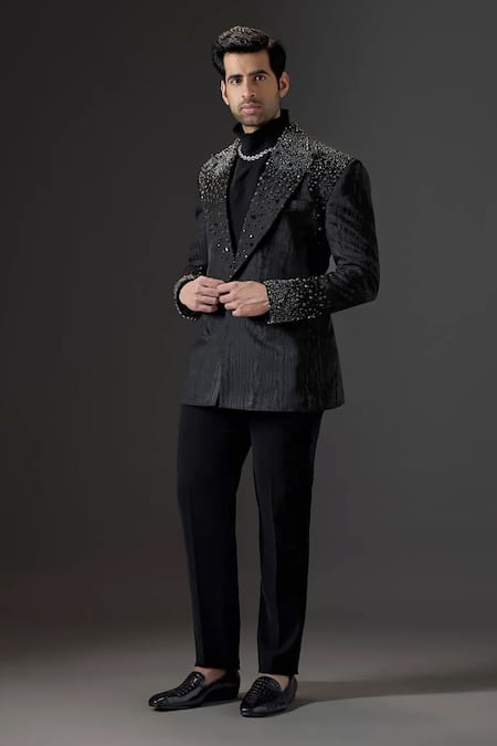 Mukti And Kavith Casa Midnight Majesty Embellished Tuxedo & Pant Set 