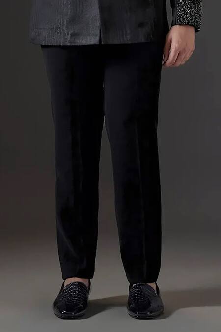 Mukti And Kavith Casa_Black Jacquard Beads, Sequins Midnight Majesty Embellished Tuxedo And Pant Set _Online_at_Aza_Fashions