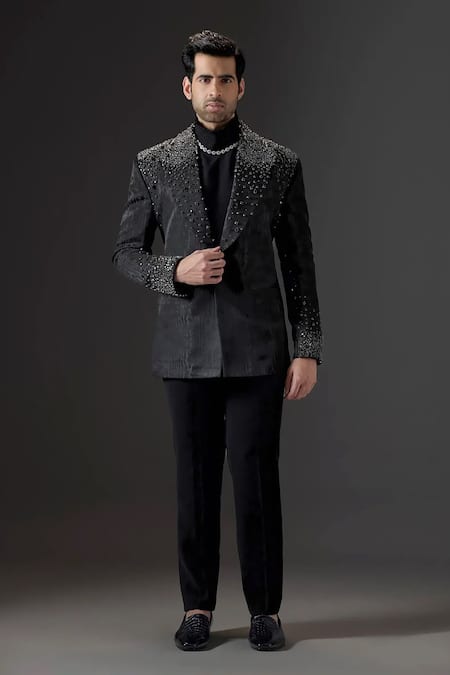 Mukti And Kavith Casa Midnight Majesty Embellished Tuxedo & Pant Set 