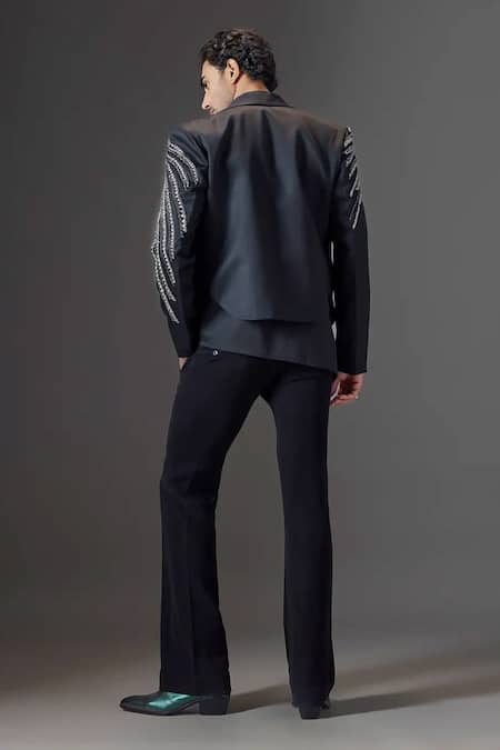 Mukti And Kavith Casa The Regal Ember Embellished Tuxedo Set 