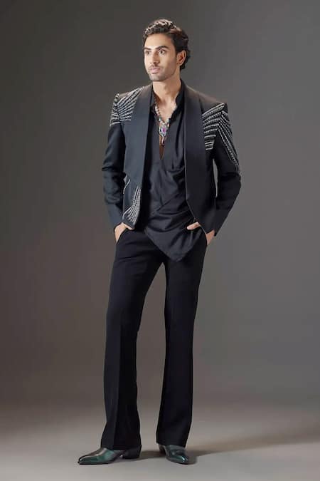 Mukti And Kavith Casa The Regal Ember Embellished Tuxedo Set 