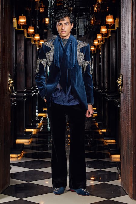 Mukti And Kavith Casa Embellished Tuxedo Pant Set 