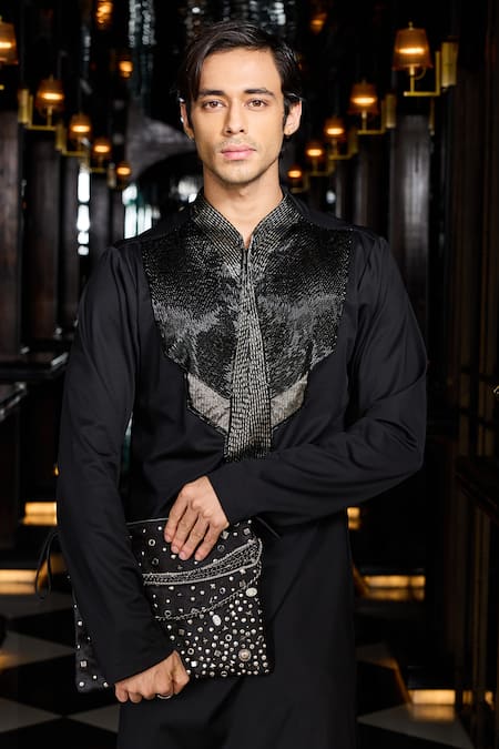 Buy Mukti And Kavith Casa Black Crepe Embroidery Kurta And Palazzo Set Online at Aza Fashions Buy_Mukti And Kavith Casa_Black Crepe Embroidery Kurta And Palazzo Set _Online_at_Aza_Fashions