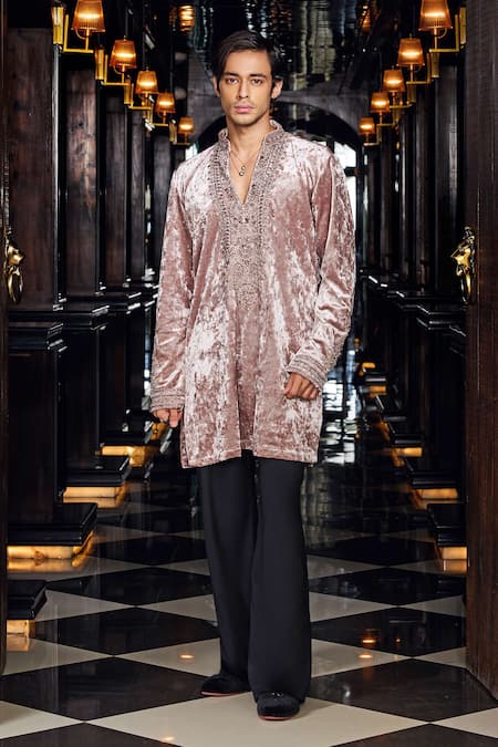 Mukti And Kavith Casa Embroidered Velvet Kurta Set 
