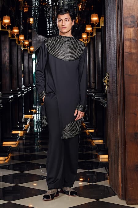 Mukti And Kavith Casa Obsidian Weave Embroidered Kurta & Palazzo Set 