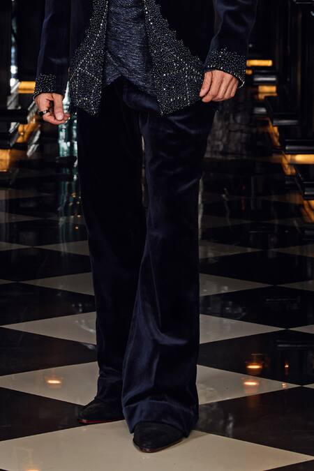 Mukti And Kavith Casa Black Suede, Organza, Cotton Beads, Embroidery Midnight Regent Tuxedo Set Online at Aza Fashions Mukti And Kavith Casa_Black Suede, Organza, Cotton Beads, Embroidery Midnight Regent Tuxedo Set _Online_at_Aza_Fashions