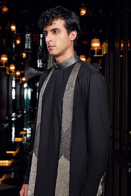 Mukti And Kavith Casa Black Crepe Sequins, Zari Embroidered Kurta And Palazzo Set at Aza Fashions Mukti And Kavith Casa_Black Crepe Sequins, Zari Embroidered Kurta And Palazzo Set _at_Aza_Fashions