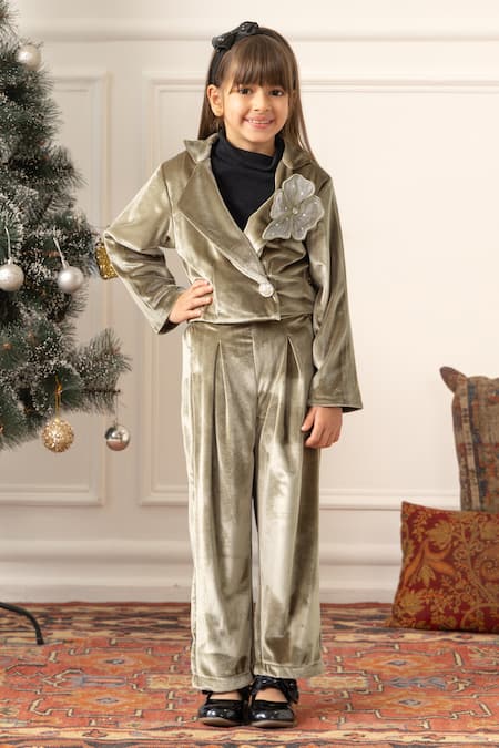 Risa Dreamworld Velvet Cropped Blazer & Flared Trouser Set 