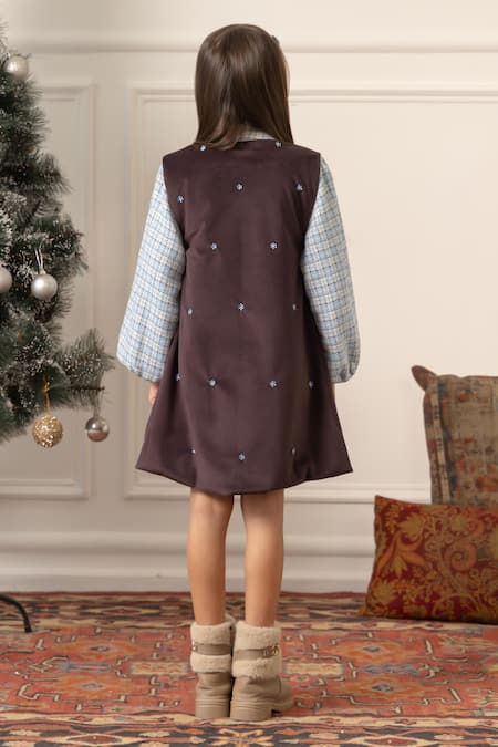 Risa Dreamworld Mocha Embroidered Pinafore Dress 