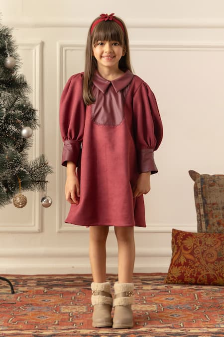 Risa Dreamworld Contrast Collar Suede Dress 