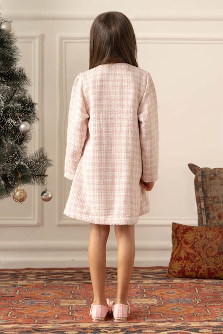 Risa Dreamworld Tweed Pink A-Line Bow Dress 