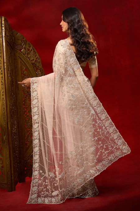 Azeera Floral Work Saree With Unstitched Blouse Piece 