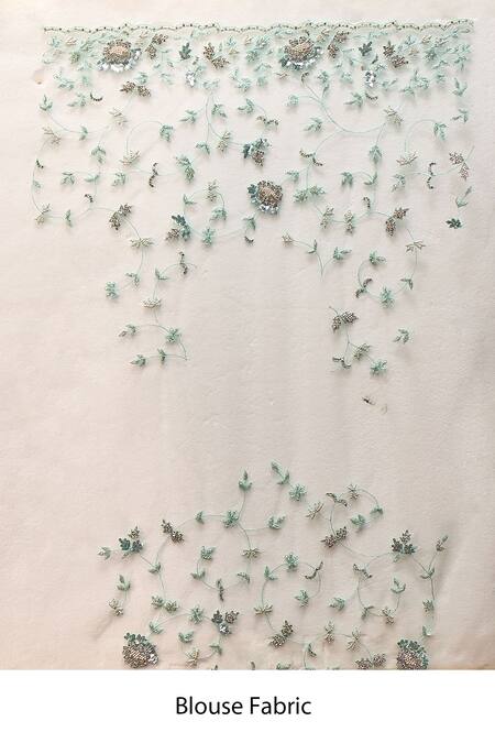 Azeera_Cream Net Embroidery Saree With Unstitched Blouse Piece _Online_at_Aza_Fashions