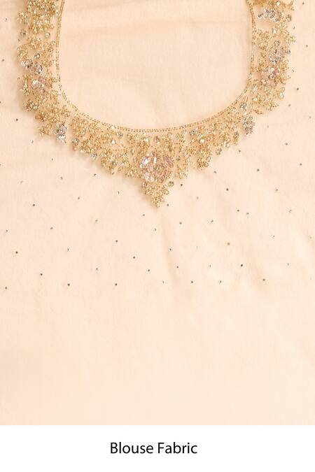 Azeera_Gold Net Embroidery, Sequins, Stones Work Saree With Unstitched Blouse Piece _Online_at_Aza_Fashions