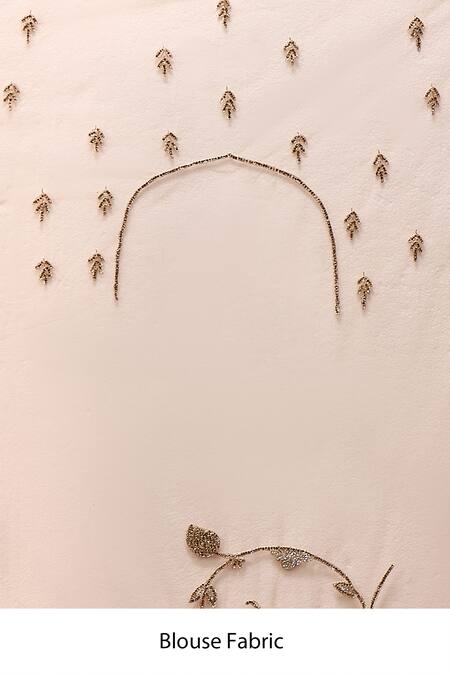 Azeera_Rose Gold Net Embroidery Floral Work Saree With Unstitched Blouse Piece _Online_at_Aza_Fashions