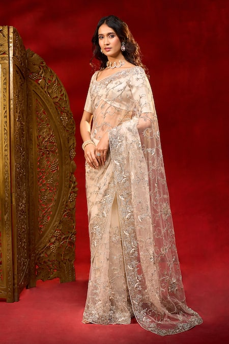 Azeera Hand Work Saree With Unstitched Blouse Piece 