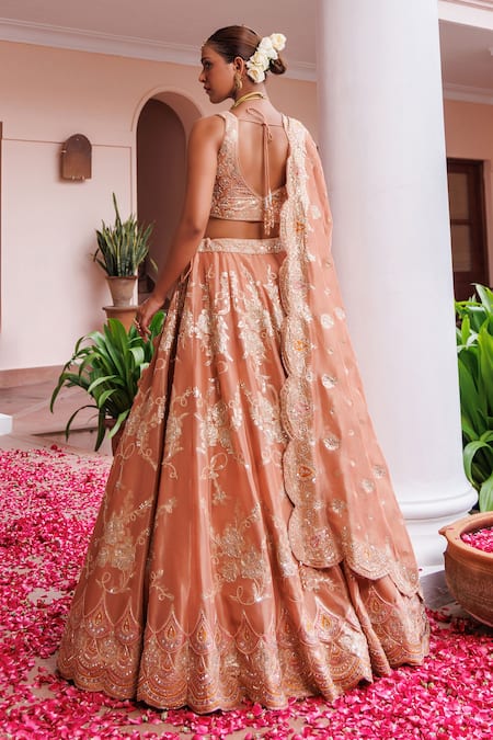 Meenagurnam Floral Woven Bridal Lehenga Set 