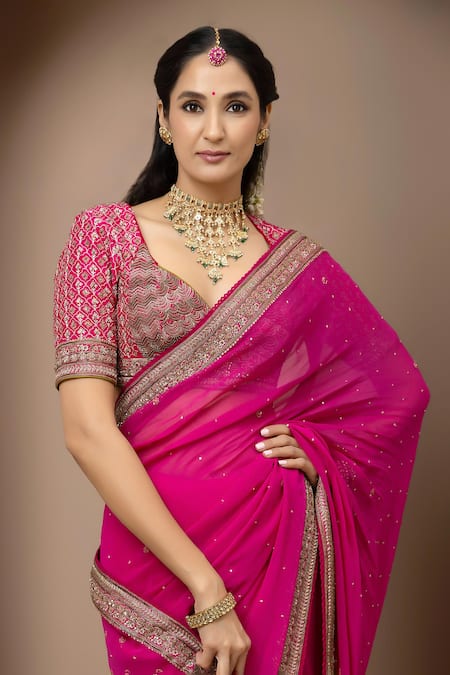 Monika Mathuria Datta Aangi Embroidered Raw Silk Blouse 