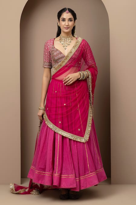 Monika Mathuria Datta Embroidered Blouse Lehenga Set 