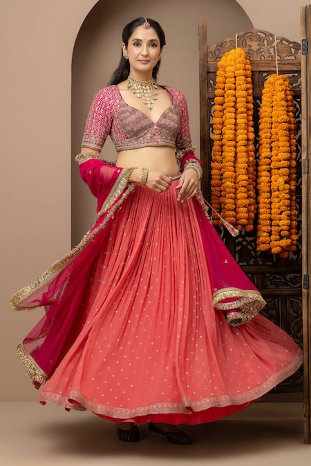 Monika Mathuria Datta Gulab Aangi Embroidered Lehenga Set 