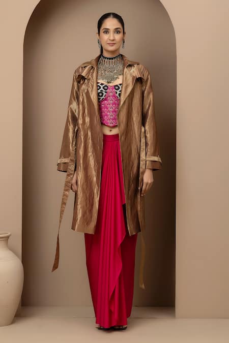 Monika Mathuria Datta Aari Embroidered Corset & Dhoti Skirt Set 