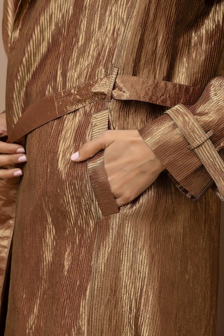 Shop_Monika Mathuria Datta_Pink Chanderi, Lycra, Tissue Embroidery Bandeau Aari Corset And Dhoti Skirt Set 