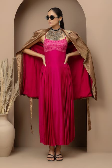 Monika Mathuria Datta Aari Embroidered Dress & Jacket Set 