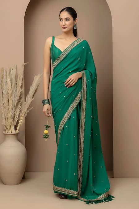 Monika Mathuria Datta Crepe Saree With Tailored Dupion Blouse 